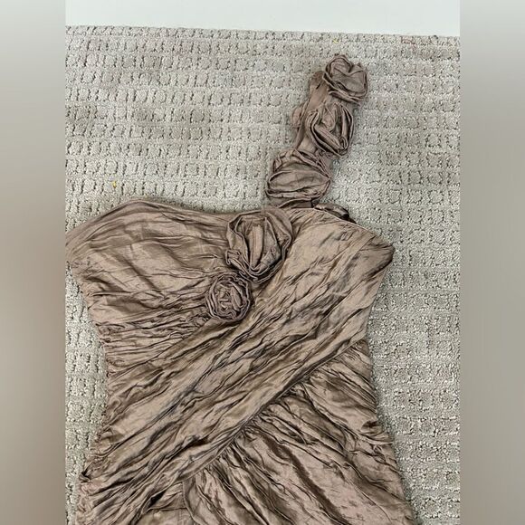 NWT BCBGMaxAzria Evangeline One Shoulder Mini Dress Evangeline in Fatigue - Picture 5 of 13